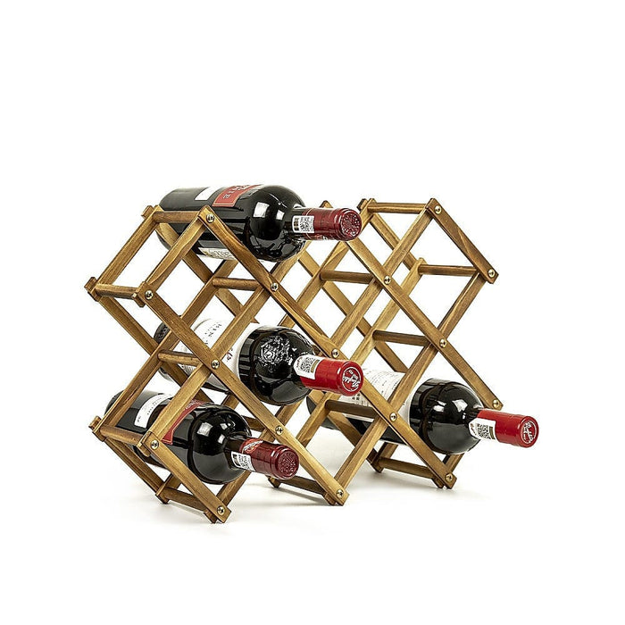 Prasads Home and Garden Home & Garden > Kitchenware Wooden Wine Rack Freestanding 10 Bottles Countertop Storage