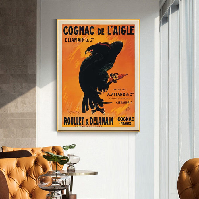 Prasads Home and Garden Home & Garden > Wall Art 70cmx100cm Cognac de l'Aigle Gold Frame Canvas Wall Art