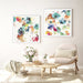 Prasads Home and Garden Home & Garden > Wall Art 70cmx70cm Glitchy Floral 2 Sets White Frame Canvas Wall Art