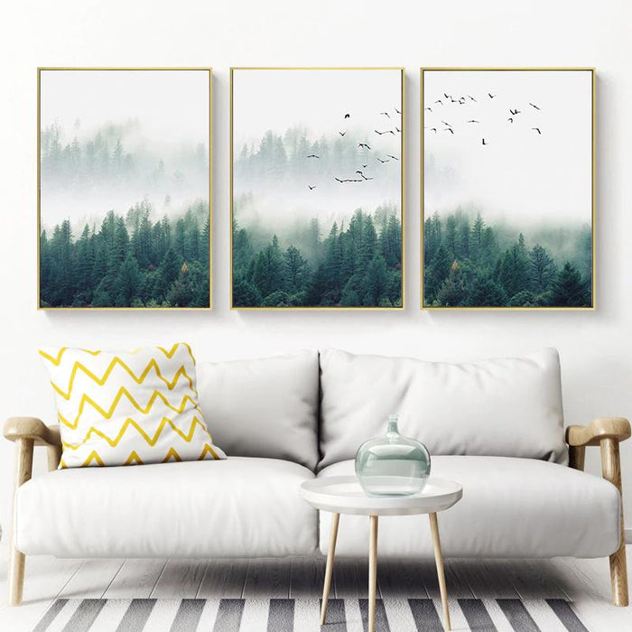 Prasads Home and Garden Home & Garden > Wall Art Mystical Forest  3 Sets Gold Frame Canvas Wall Art 40cmx60cm