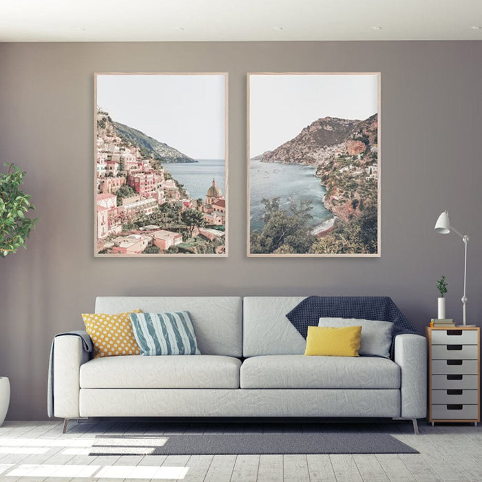 Prasads Home and Garden Home & Garden > Wall Art Wall Art 40cmx60cm Italy Positano 2 Sets Wood Frame Canvas