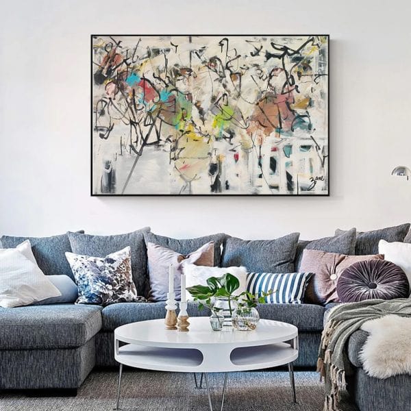 Prasads Home and Garden Home & Garden > Wall Art Wall Art 50cmx70cm Abstract White Dream Black Frame Canvas