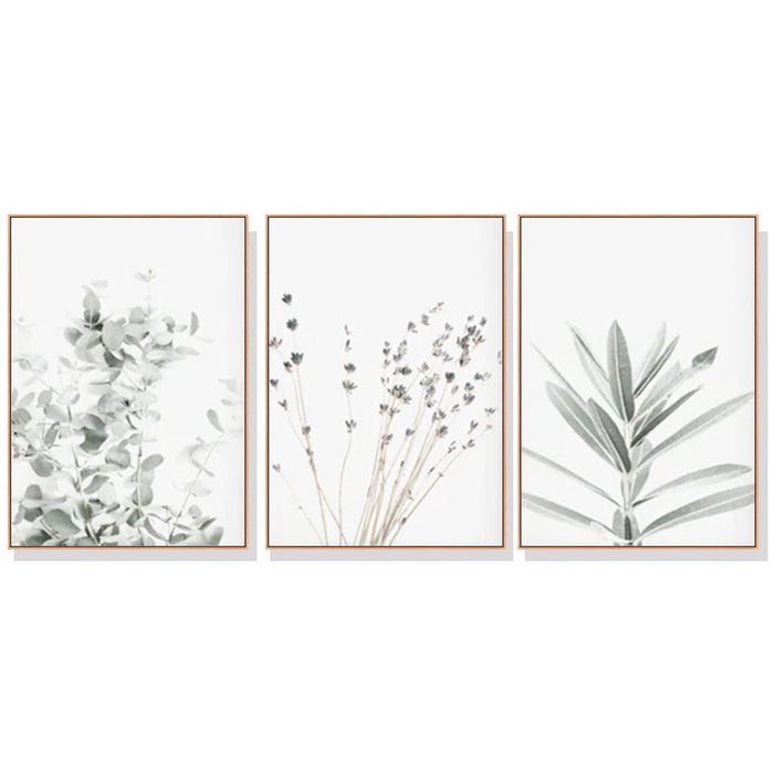 Prasads Home and Garden Home & Garden > Wall Art Wall Art 50cmx70cm Lavender Eucalyptus 3 Sets Wood Frame Canvas