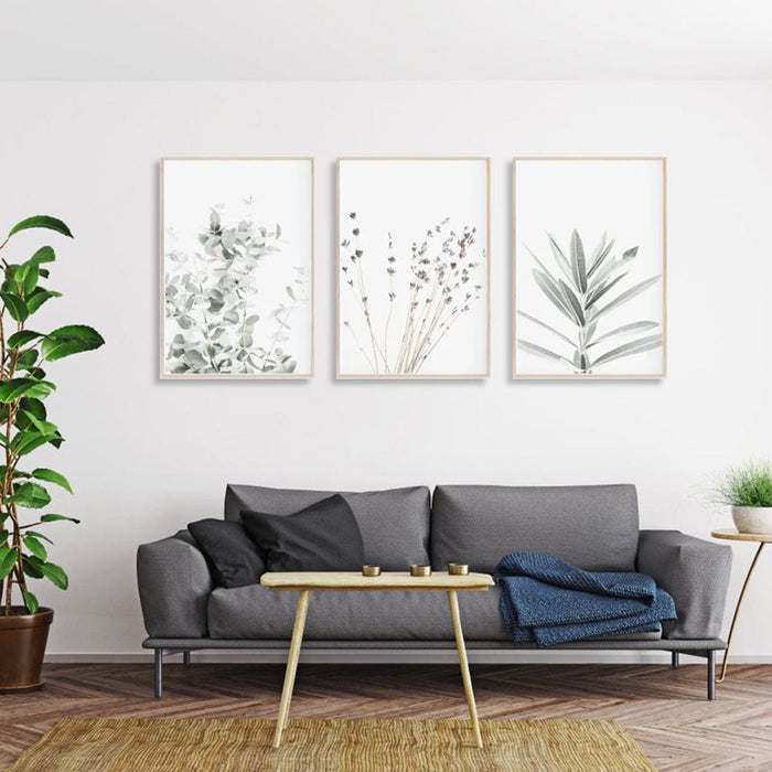 Prasads Home and Garden Home & Garden > Wall Art Wall Art 50cmx70cm Lavender Eucalyptus 3 Sets Wood Frame Canvas