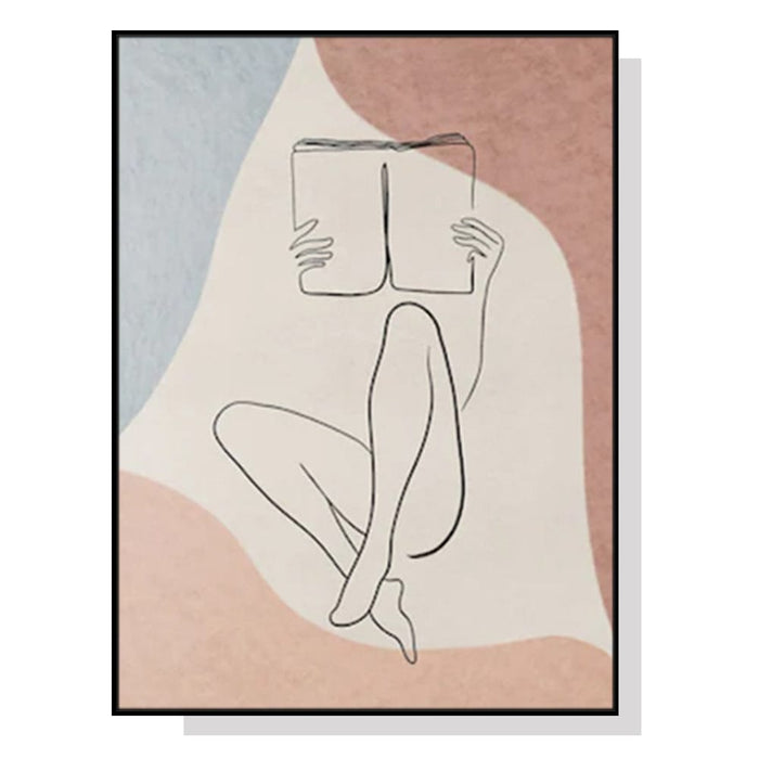 Prasads Home and Garden Home & Garden > Wall Art Wall Art 50cmx70cm Woman Reading Book Black Frame Canvas