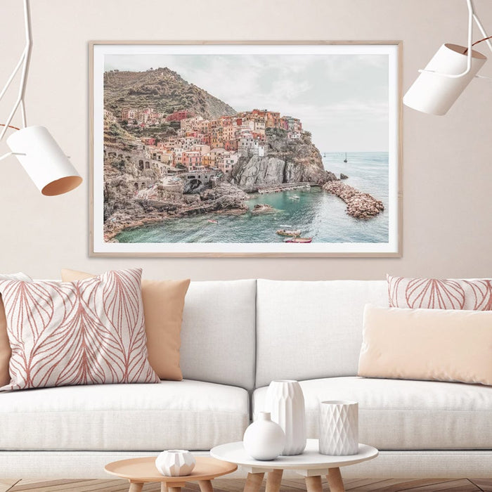 Prasads Home and Garden Home & Garden > Wall Art Wall Art 70cmx100cm Italy Cinque Terre Wood Frame Canvas