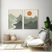 Prasads Home and Garden Home & Garden > Wall Art Wall Art 70cmx100cm Sage Green River Mountain 2 Sets White Frame Canvas
