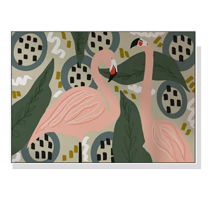 Prasads Home and Garden Home & Garden > Wall Art Wall Art 90cmx135cm Flamingo White Frame Canvas