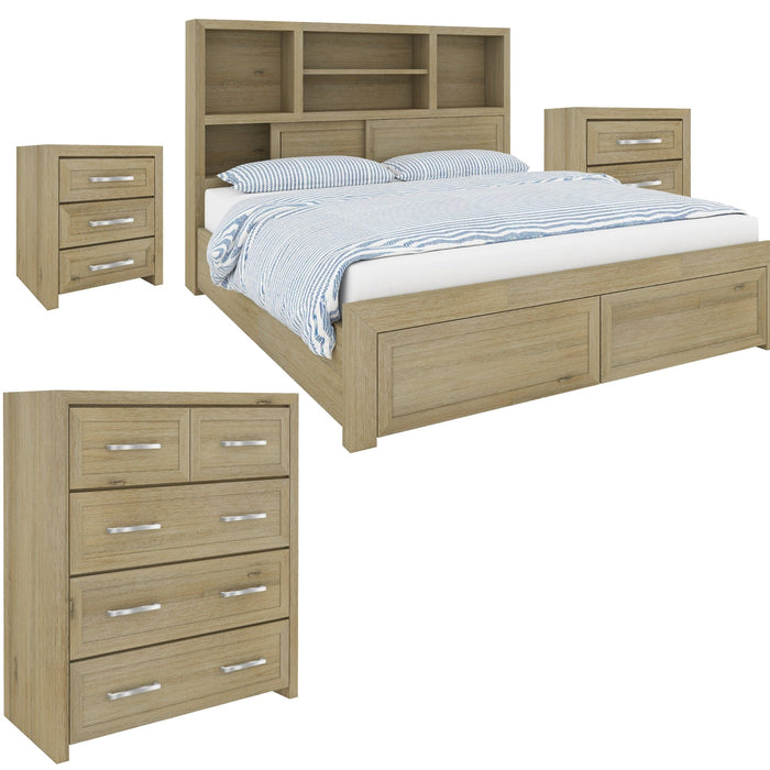 Prasads Home Furniture > Bedroom Dresser 7 Chest of Drawers Solid Wood Bedroom Storage Cabinet - Smoke