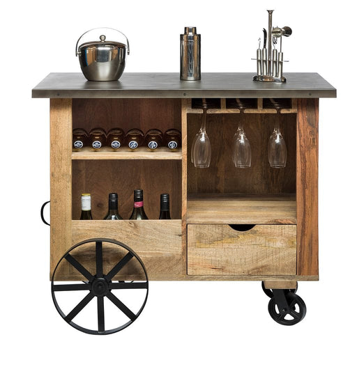 Prasads Home Furniture > Living Room Industrial Style Wooden Bar Cart Drinks Trolley