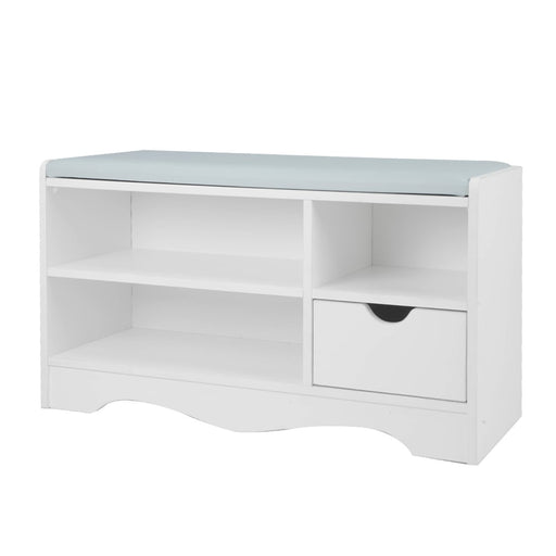 Sarantino Furniture > Living Room Shoe Rack Cabinet Organiser Grey Cushion Stool Bench - 80 X 30 X 45 - White
