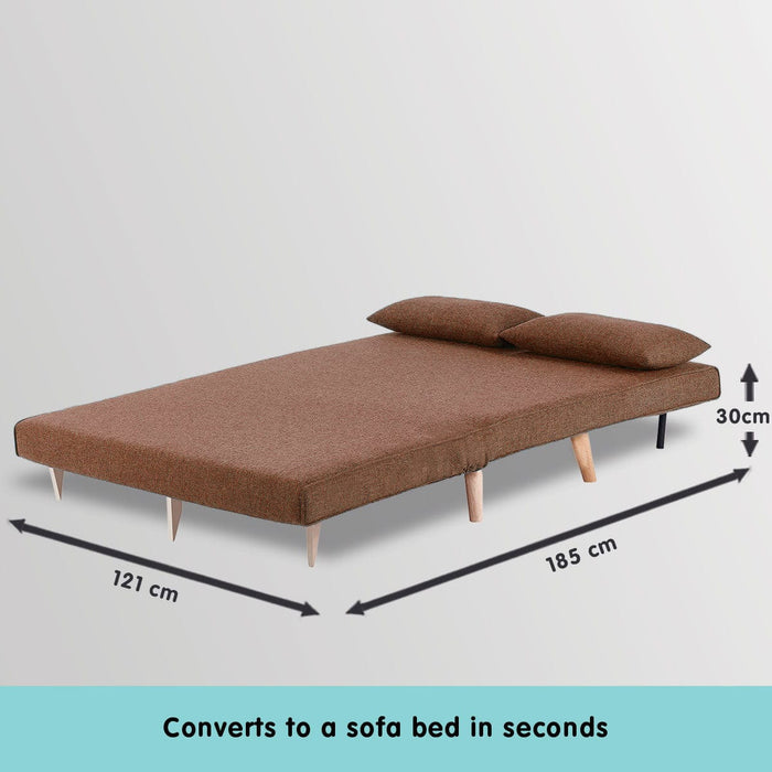 Sarantino Furniture > Sofas 2-Seater Adjustable Sofa Bed - Brown