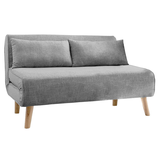 Sarantino Furniture > Sofas 2-Seater Adjustable Sofa Bed Lounge Faux Linen - Grey
