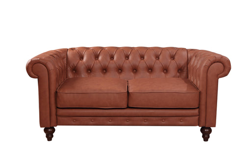 Sarantino Furniture > Sofas 2 Seater Brown Chesterfield Style Button Tufted in Faux Leather