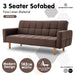 Sarantino Furniture > Sofas 3-Seater Fabric Sofa Bed Futon - Brown