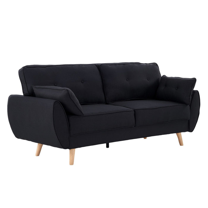 Sarantino Furniture > Sofas 3 Seater Modular Linen Fabric  Couch Futon Suite - Black