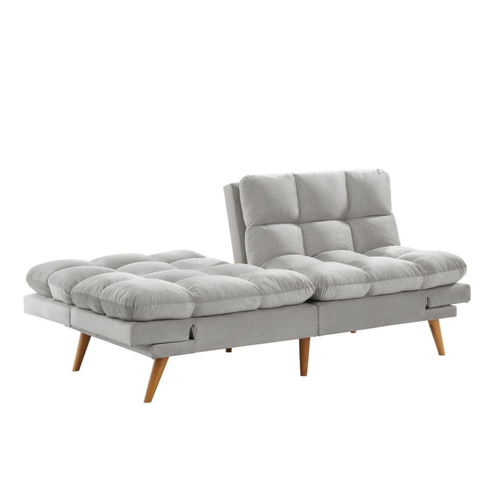 Sarantino Furniture > Sofas Alexa 3 Seater Velvet Sofa Bed Futon Light Grey