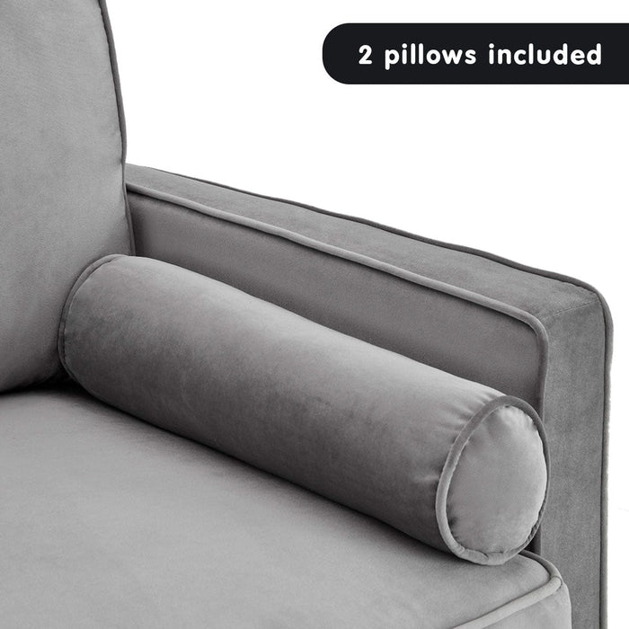 Sarantino Furniture > Sofas Faux Velvet Sofa Bed Lounge Suite Seat - Grey