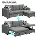 Sarantino Furniture > Sofas Fontana Pullout Sofa Bed with Storage Chaise Lounge - Grey
