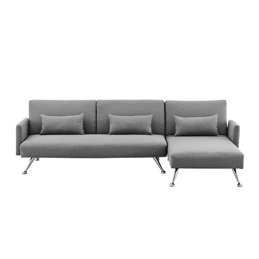 Sarantino Furniture > Sofas Mia 3-Seater Corner Sofa Bed Chaise and Pillows Dark Grey