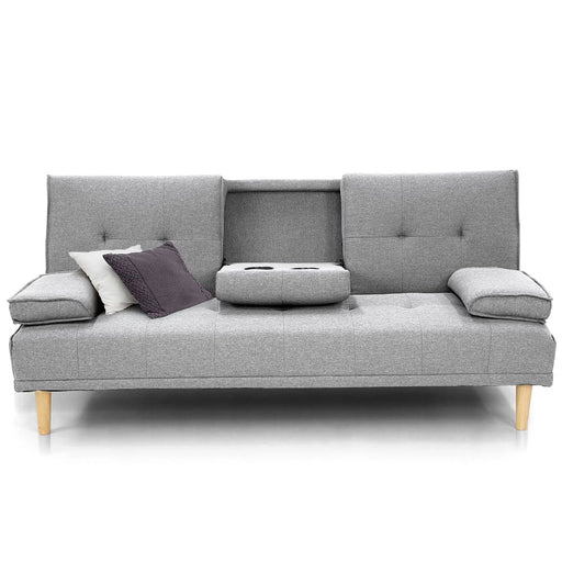 Sarantino Furniture > Sofas Rochester Linen Fabric Sofa Bed Lounge Couch Futon Furniture Suite - Light Grey
