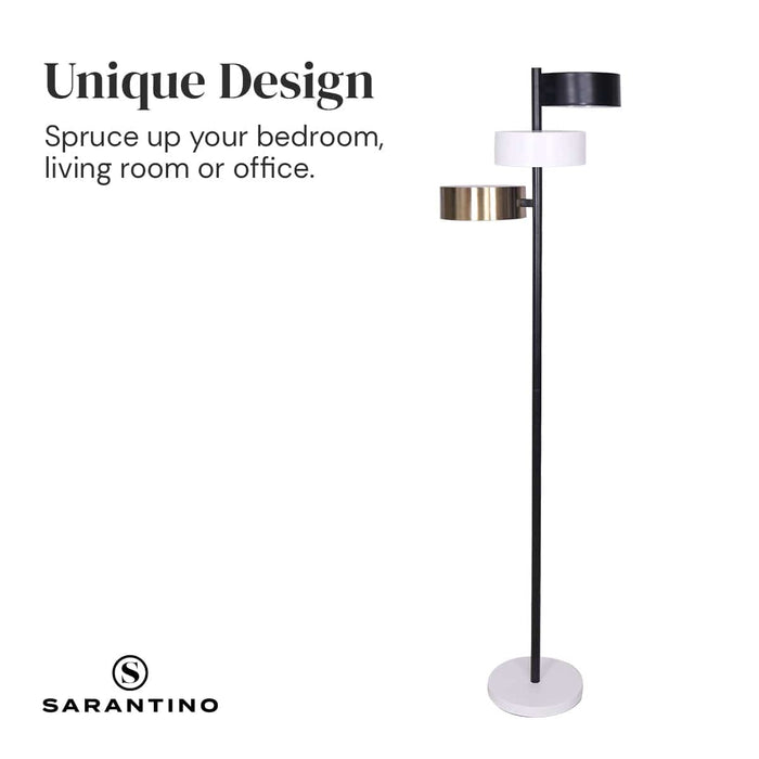 Sarantino Home & Garden > Lighting Metal Floor Lamp with 3 Swirl Shades