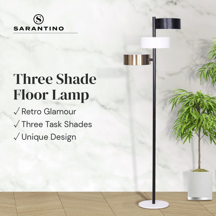 Sarantino Home & Garden > Lighting Metal Floor Lamp with 3 Swirl Shades