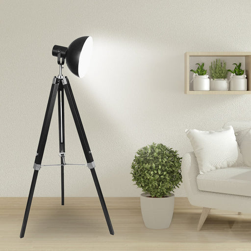 Sarantino Home & Garden > Lighting Tripod Floor Spot Lamp Reading Adjustable Height Metal Black