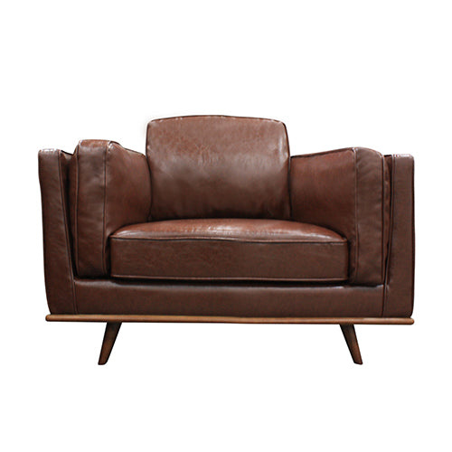 Single Seater Faux Leather Sofa - Chocolate Brown
