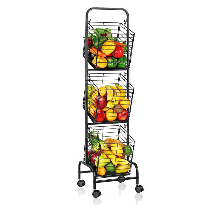 STORFEX 3-Tier Kitchen Storage Rack Removable Vegetable Cart_0