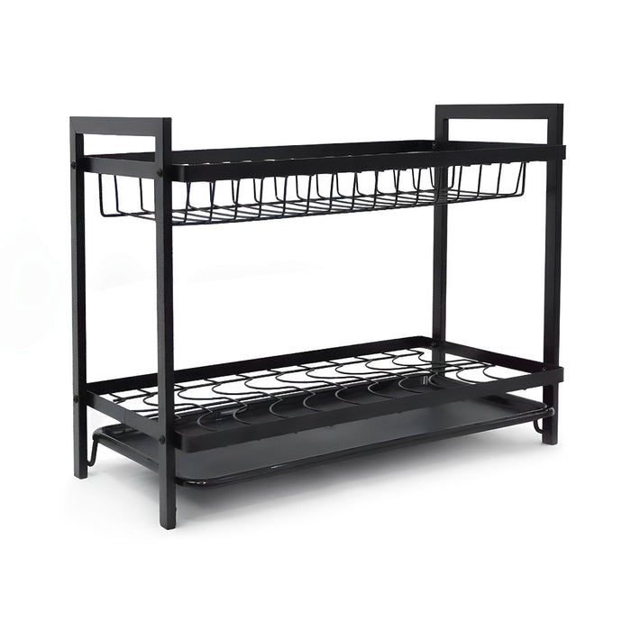 STORFEX 2 Layer Dish Drying Rack for Kitchen | Black | Steel Material_1