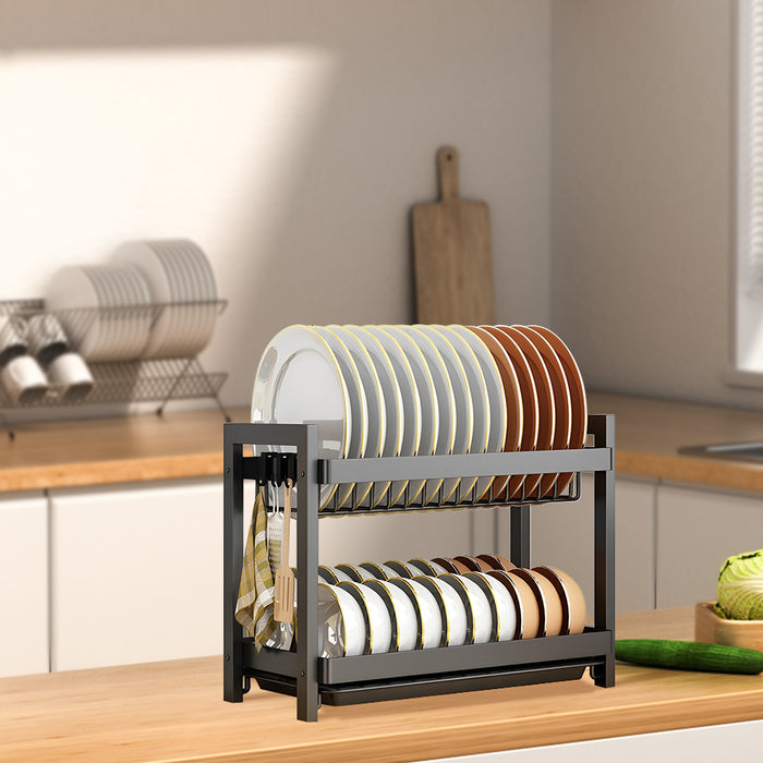 STORFEX 2 Layer Dish Drying Rack for Kitchen | Black | Steel Material_6