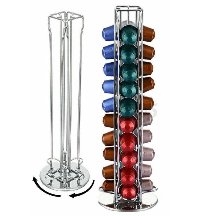 360° Rotating Stand 40 Capsules Coffee Pod Holder Tower Vertical Rack_12