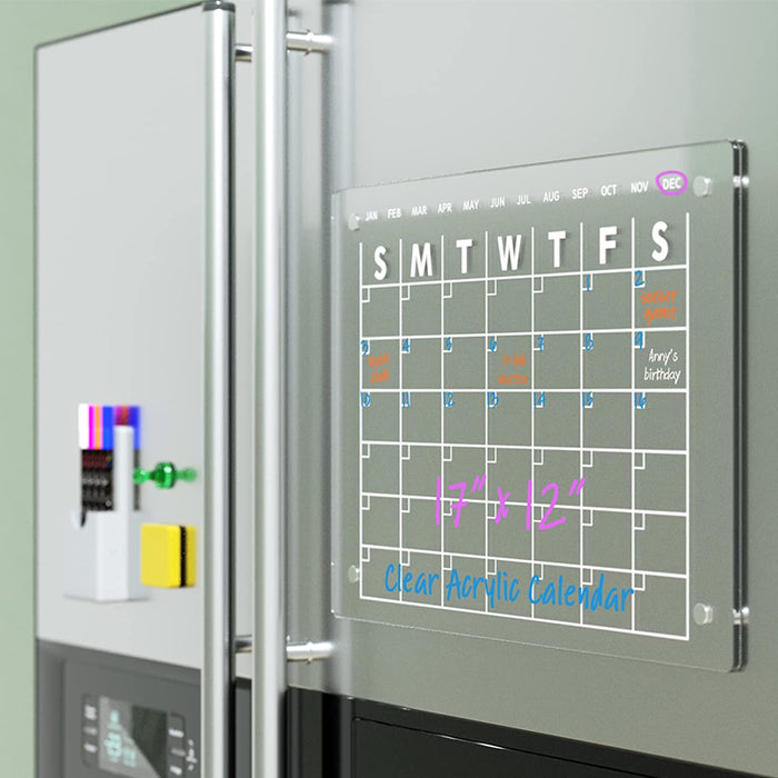 Magnetic Acrylic Dry Erase Monthly Calendar for Refrigerator_3
