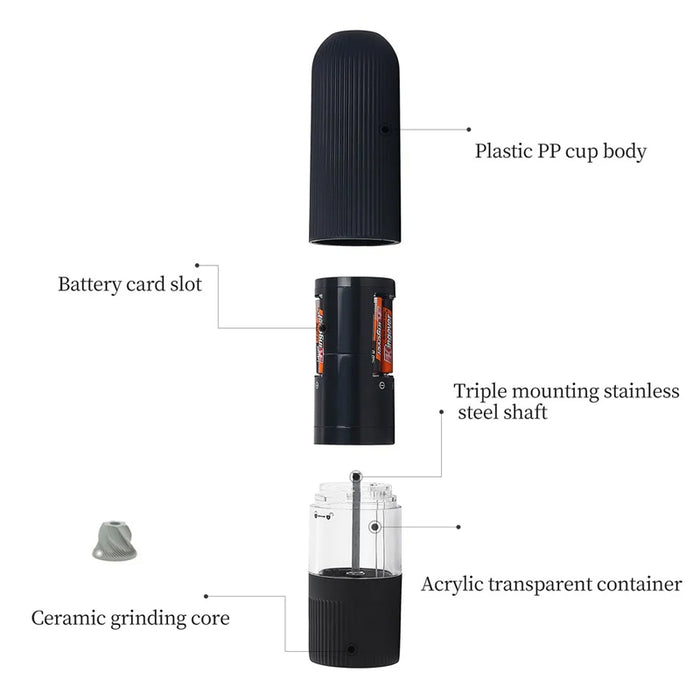 One-Hand Electric Salt Grinder and Pepper Mill with LED Light- Battery Operated_13