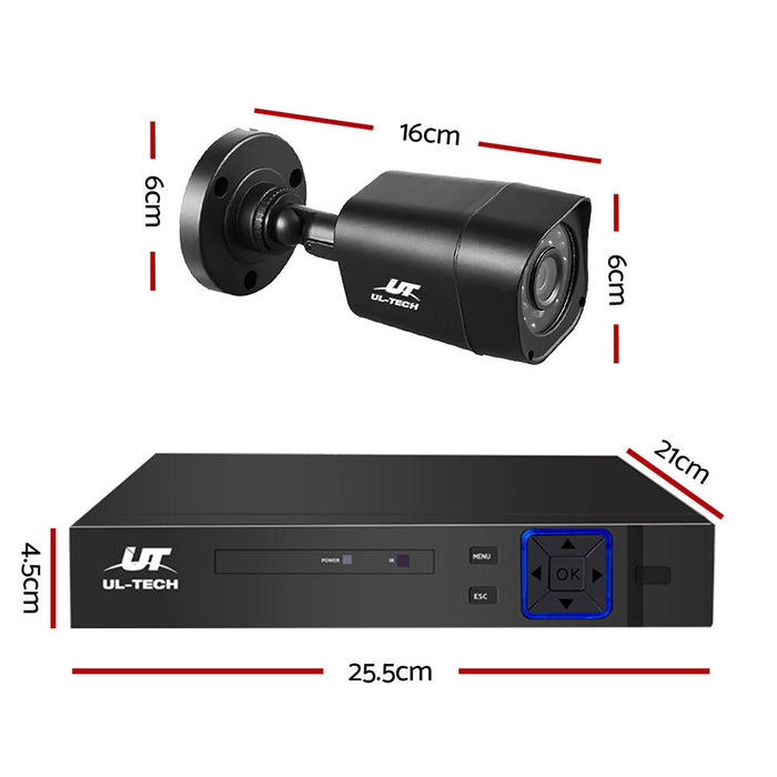 4CH 5 IN 1 DVR CCTV Security System Video Recorder 4 Cameras 1080P HDMI Black