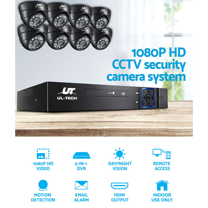 1080P CCTV Security Camera 8CH Dome DVR