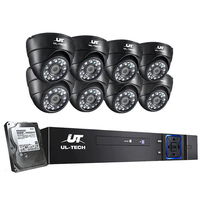 CCTV 8 Dome Cameras Home Security System 8CH DVR 1080P 1TB IP Day Night