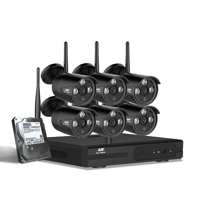 Security Camera Wireless System CCTV 4CH 6 Camera Bullet 2TB NVR