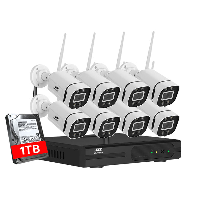 3MP Wireless CCTV 8CH NVR WiFi IP Security Camera System 1TB