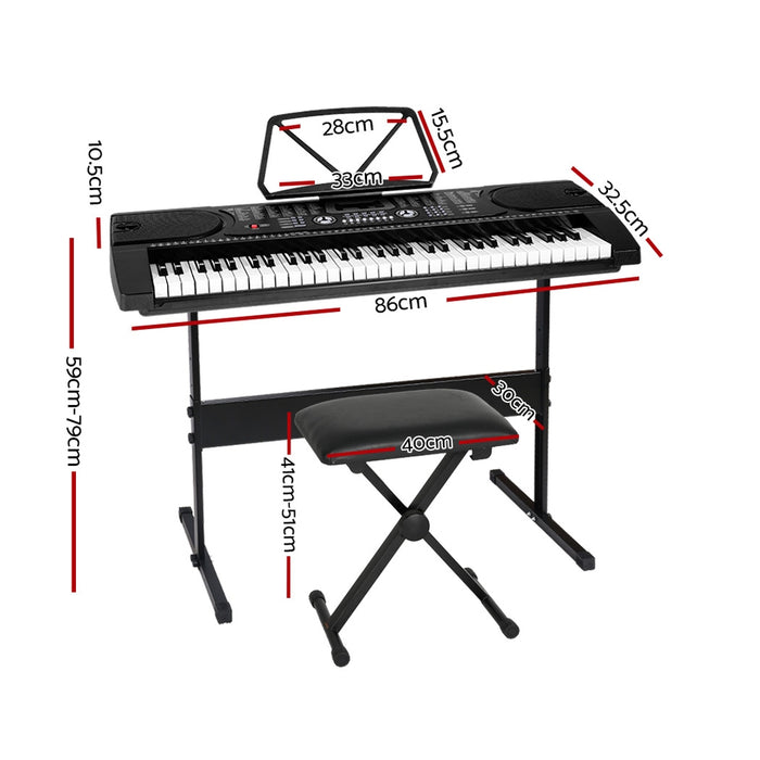 61 Keys Electronic Piano Keyboard Digital Electric w/ Stand Stool Black