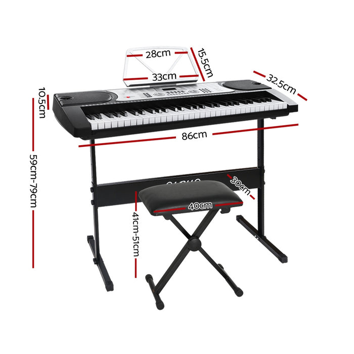 61 Keys Electronic Piano Keyboard Digital Electric w/ Stand Stool Silver