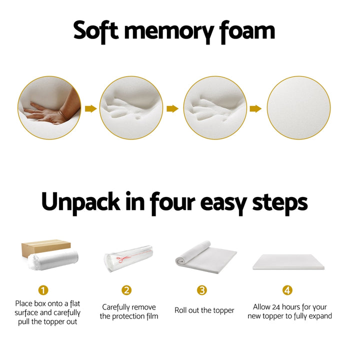 Memory Foam Mattress Topper 7-Zone Airflow Pad 8cm Double White