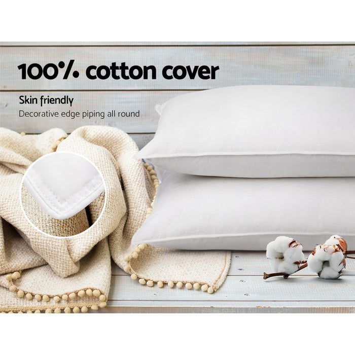 Bedding Set of 2 Duck Down Pillow - White