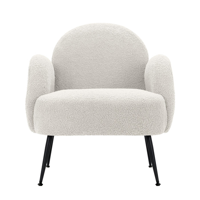 Hanes Armchair Lounge Chair Sherpa Boucle Sofa - White