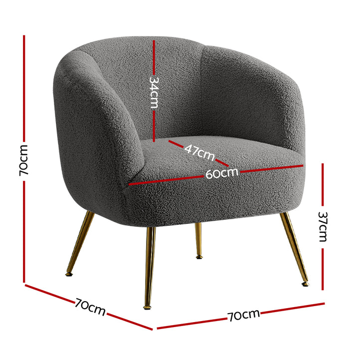 Artiss Armchair Lounge Chair Sherpa Boucle Sofa - Charcoal