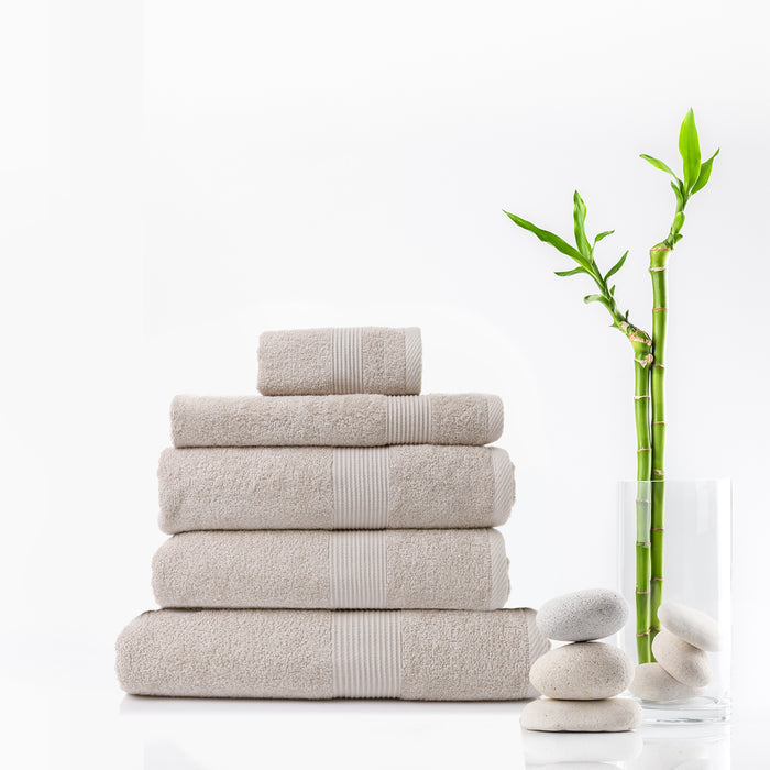 5 Piece Luxurious Cotton Bamboo Towel Set - Beige