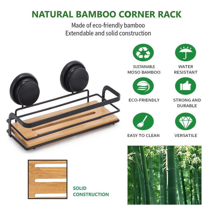 2 Pack Rectangular Bamboo Corner Shower Caddy