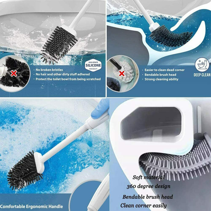 2PCS Silicone Bristles Toilet Brush with Holder