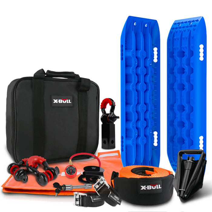 X-BULL Winch Recovery Kit with Recovery Tracks Gen 2.0 Blue Boards Snatch Strap Off Road 4WD
